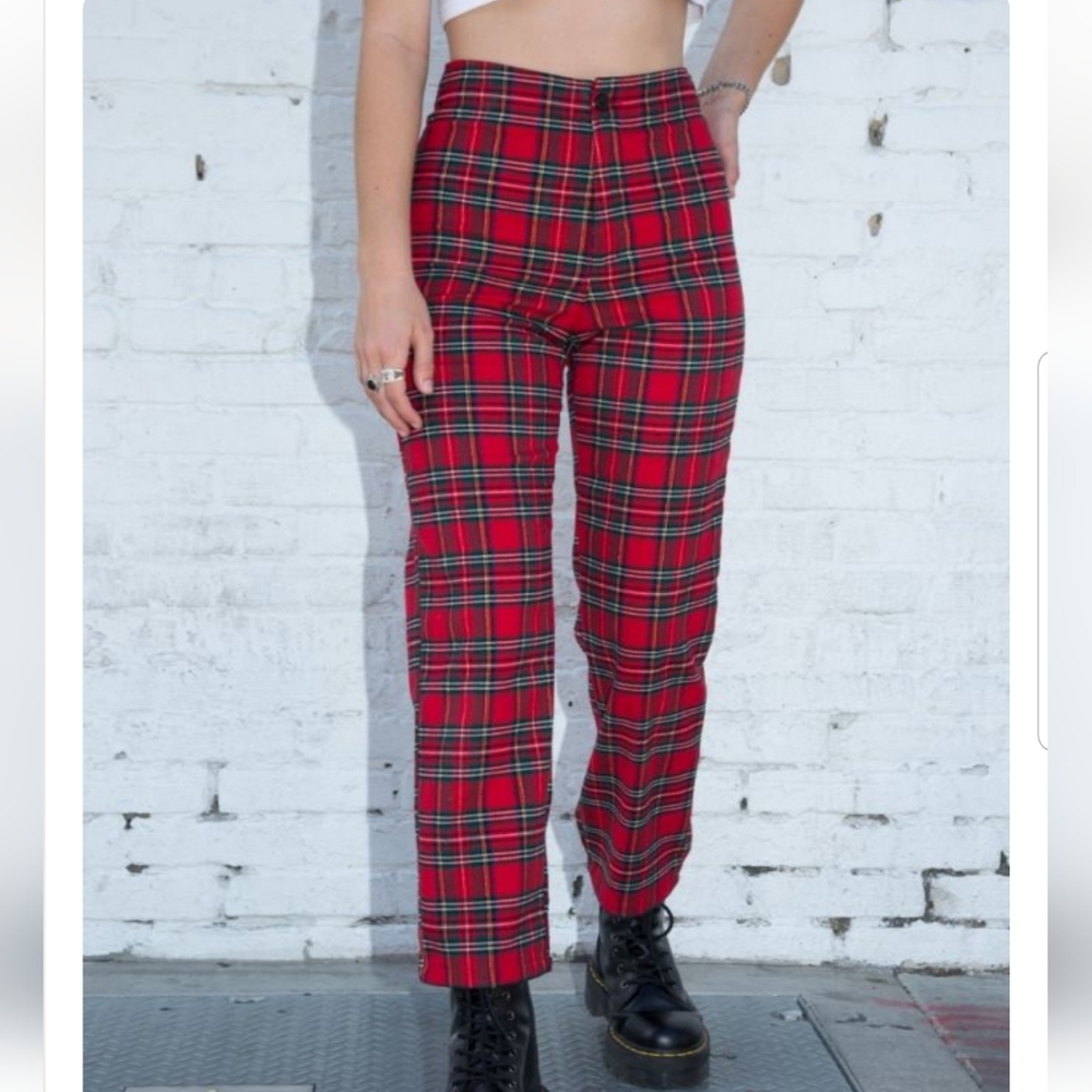 High Waisted Red Plaid Pants